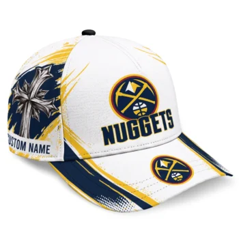 Denver Nuggets Cap - Personalized Grunge Cross Blue White