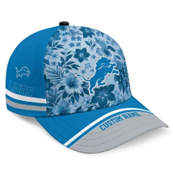 Detroit Lions Cap - Customized Tropical Floral Blue