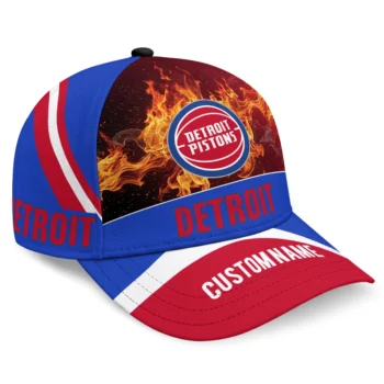 Detroit Pistons Cap - Customized Blazing Fire Red