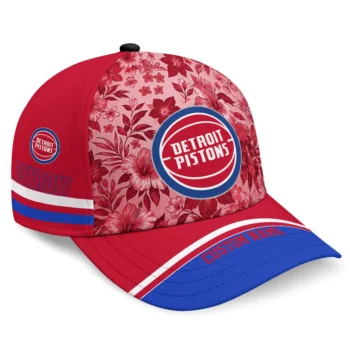 Detroit Pistons Cap - Customized Tropical Floral Red