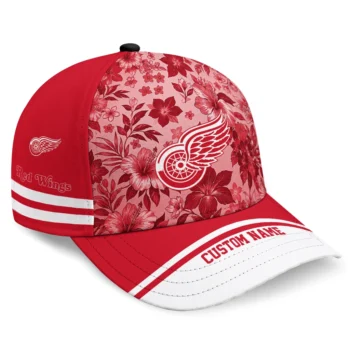 Detroit Red Wings Cap - Custom Tropical Floral Red