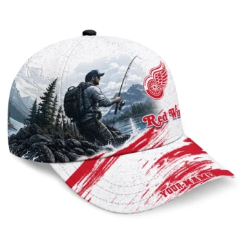 Detroit Red Wings Cap - Personalized Photo Realistic Red White