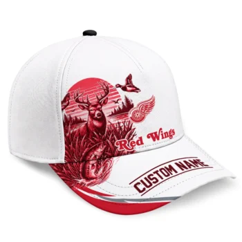 Detroit Red Wings Cap - Personalized Toile Pattern Red White