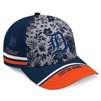 Detroit Tigers Cap - Custom Tropical Floral Navy