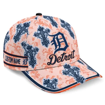 Detroit Tigers Cap - Customized Damask Pattern Navy White