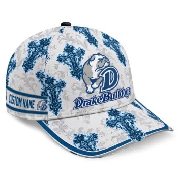 Drake Bulldogs Cap - Custom Damask Pattern Blue White