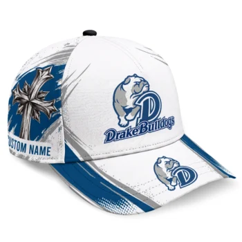 Drake Bulldogs Cap - Custom Grunge Cross Blue White