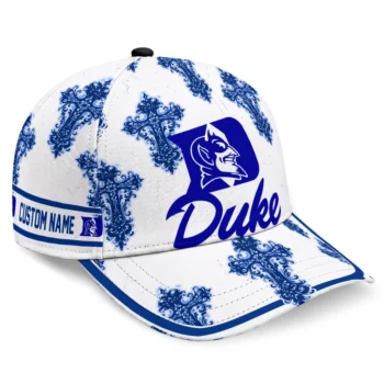 Duke Blue Devils Cap - Personalized Damask Pattern Blue White