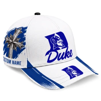 Duke Blue Devils Cap - Personalized Grunge Cross Blue White