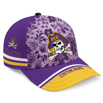 East Carolina Pirates Cap - Customized Tropical Floral Purple