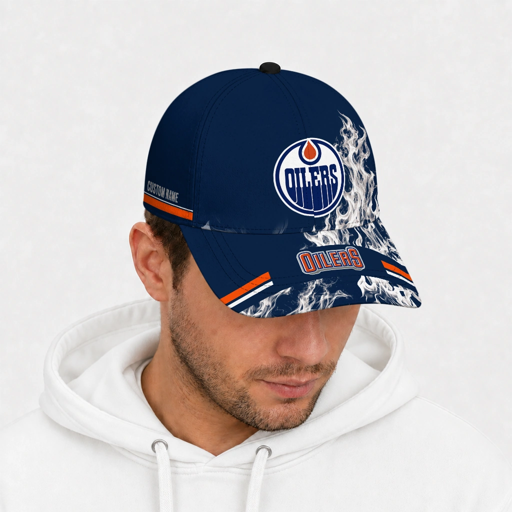 edmonton-oilers-cap-personalized-smoke-flames-blue-new-arrival.webp