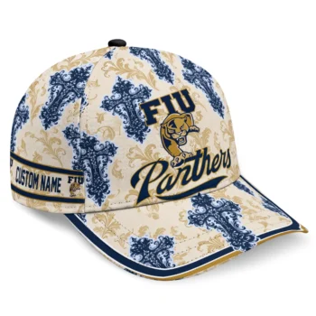 FIU Panthers Cap - Personalized Damask Pattern Blue White