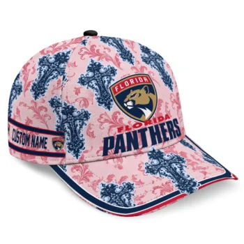 Florida Panthers Cap - Custom Damask Pattern Red White
