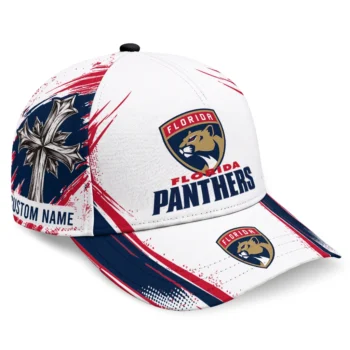 Florida Panthers Cap - Customized Grunge Cross Red White