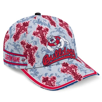 Fresno State Bulldogs Cap - Custom Damask Pattern Red White