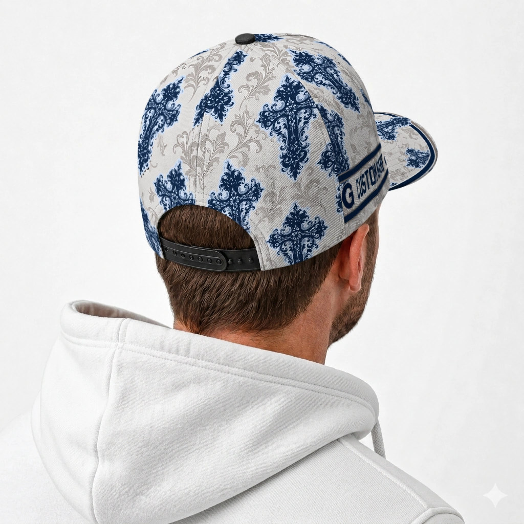 georgetown-hoyas-cap-customized-damask-pattern-blue-white-latest-model.webp
