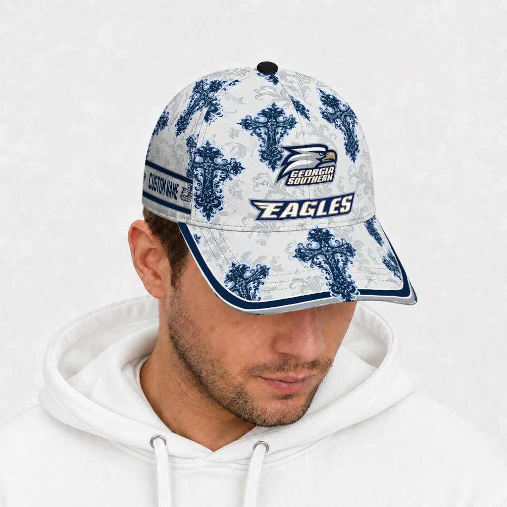 georgia-southern-eagles-cap-custom-damask-pattern-blue-white-new-arrival.webp
