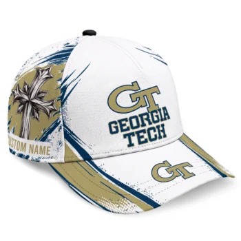 Georgia Tech Yellow Jackets Cap - Custom Grunge Cross Gold White