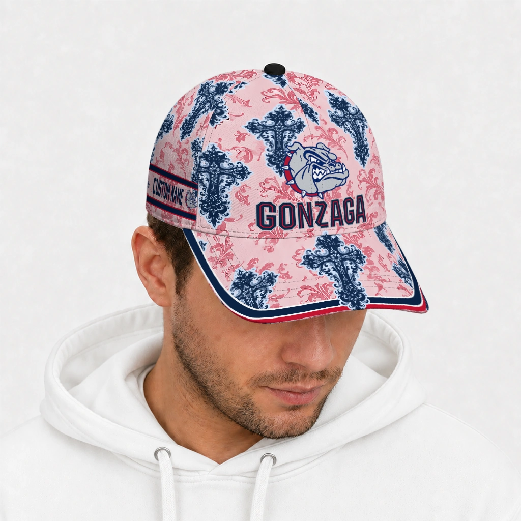 gonzaga-bulldogs-cap-personalized-damask-pattern-blue-white-new-arrival.webp