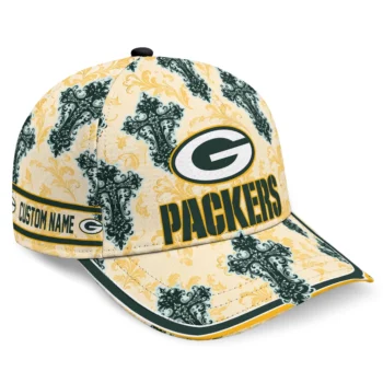 Green Bay Packers Cap - Custom Damask Pattern Green White