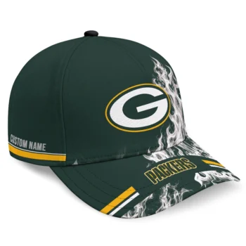 Green Bay Packers Cap - Custom Smoke Flames Green