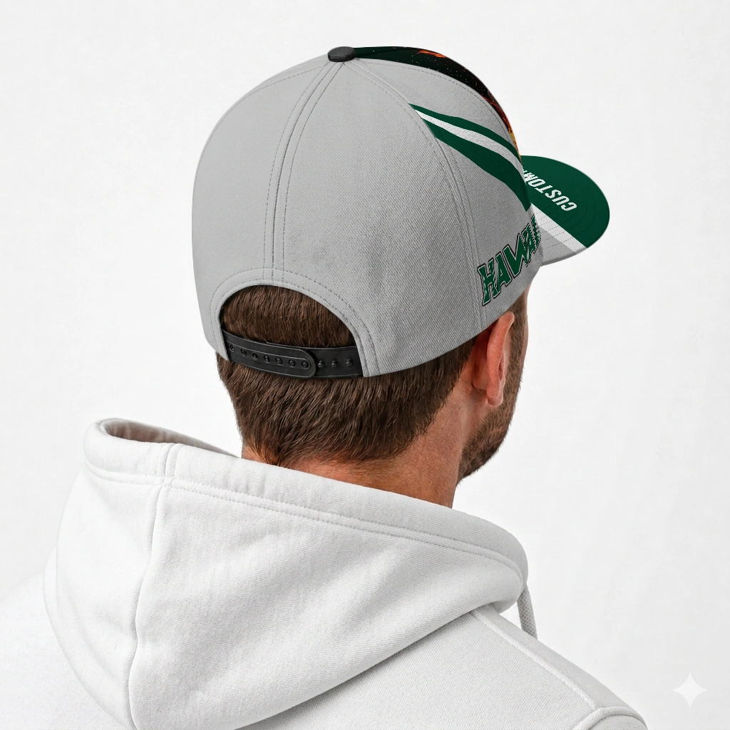 hawaii-rainbow-warriors-cap-custom-blazing-fire-green-latest-model.webp