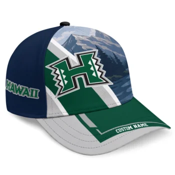 Hawaii Rainbow Warriors Cap - Custom Diagonal Slash Green