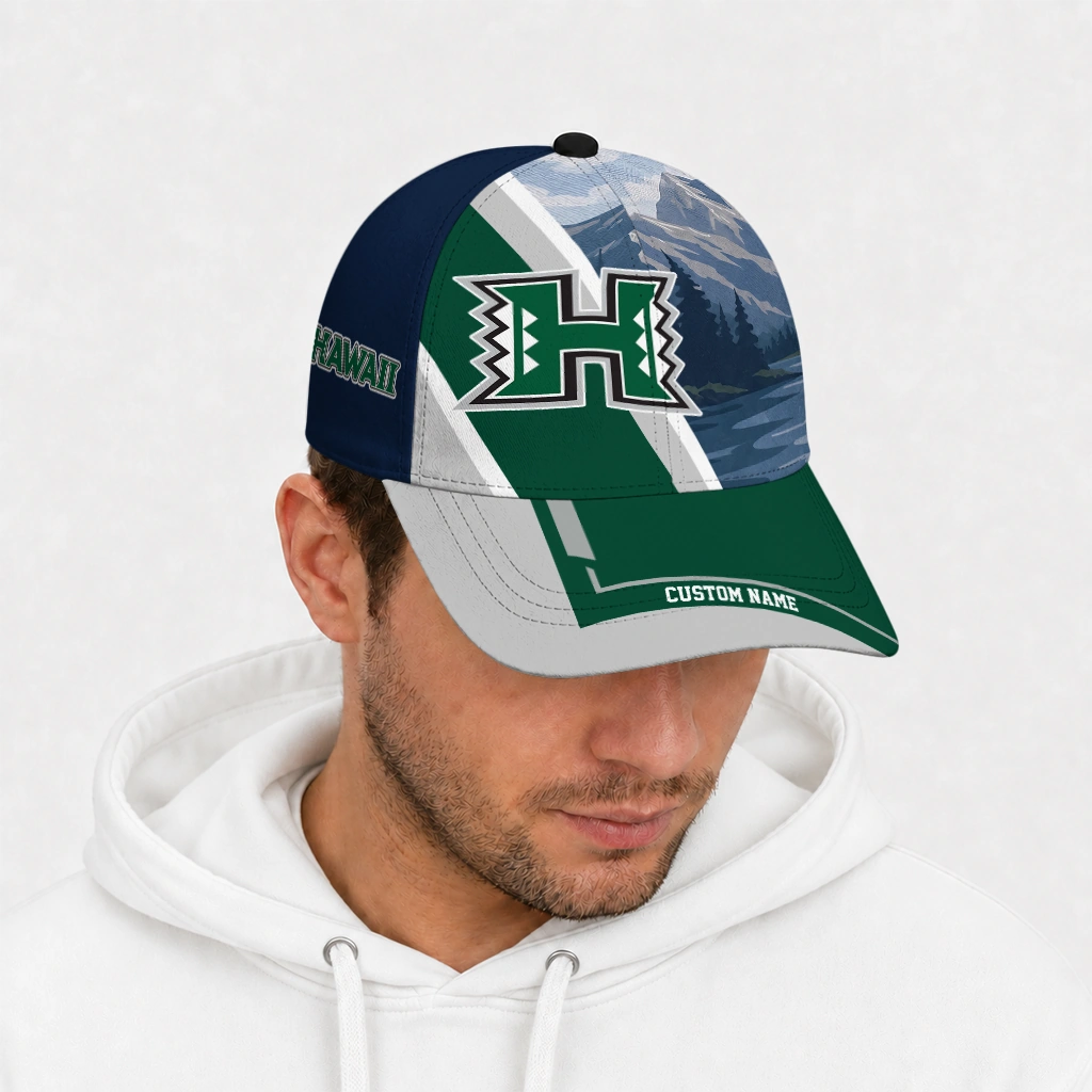 hawaii-rainbow-warriors-cap-custom-diagonal-slash-green-new-arrival.webp