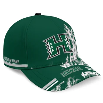 Hawaii Rainbow Warriors Cap - Custom Smoke Flames Green