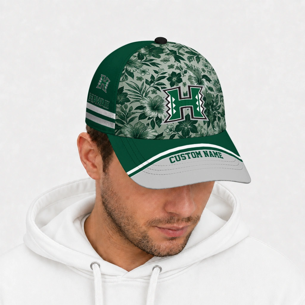 hawaii-rainbow-warriors-cap-custom-tropical-floral-green-new-arrival.webp