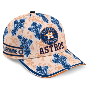 Houston Astros Cap - Personalized Damask Pattern Blue White