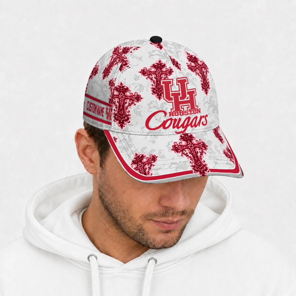 houston-cougars-cap-customized-damask-pattern-red-white-new-arrival.webp