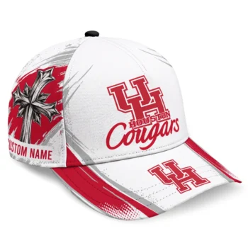 Houston Cougars Cap - Customized Grunge Cross Red White