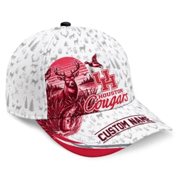 Houston Cougars Cap - Customized Toile Pattern Red White