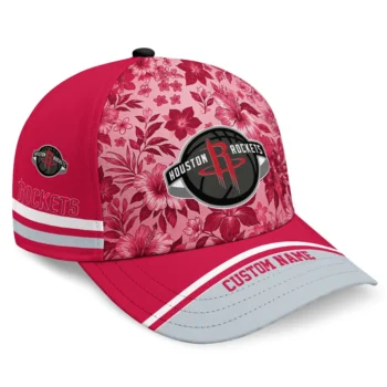 Houston Rockets Cap - Custom Tropical Floral Red