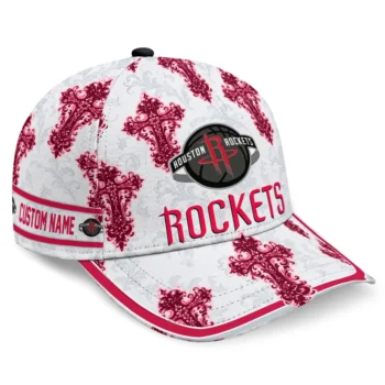 Houston Rockets Cap - Customized Damask Pattern Red White