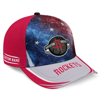 Houston Rockets Cap - Personalized Galaxy Nebula Red