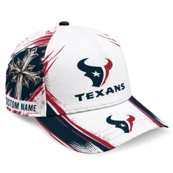 Houston Texans Cap - Personalized Grunge Cross Blue White