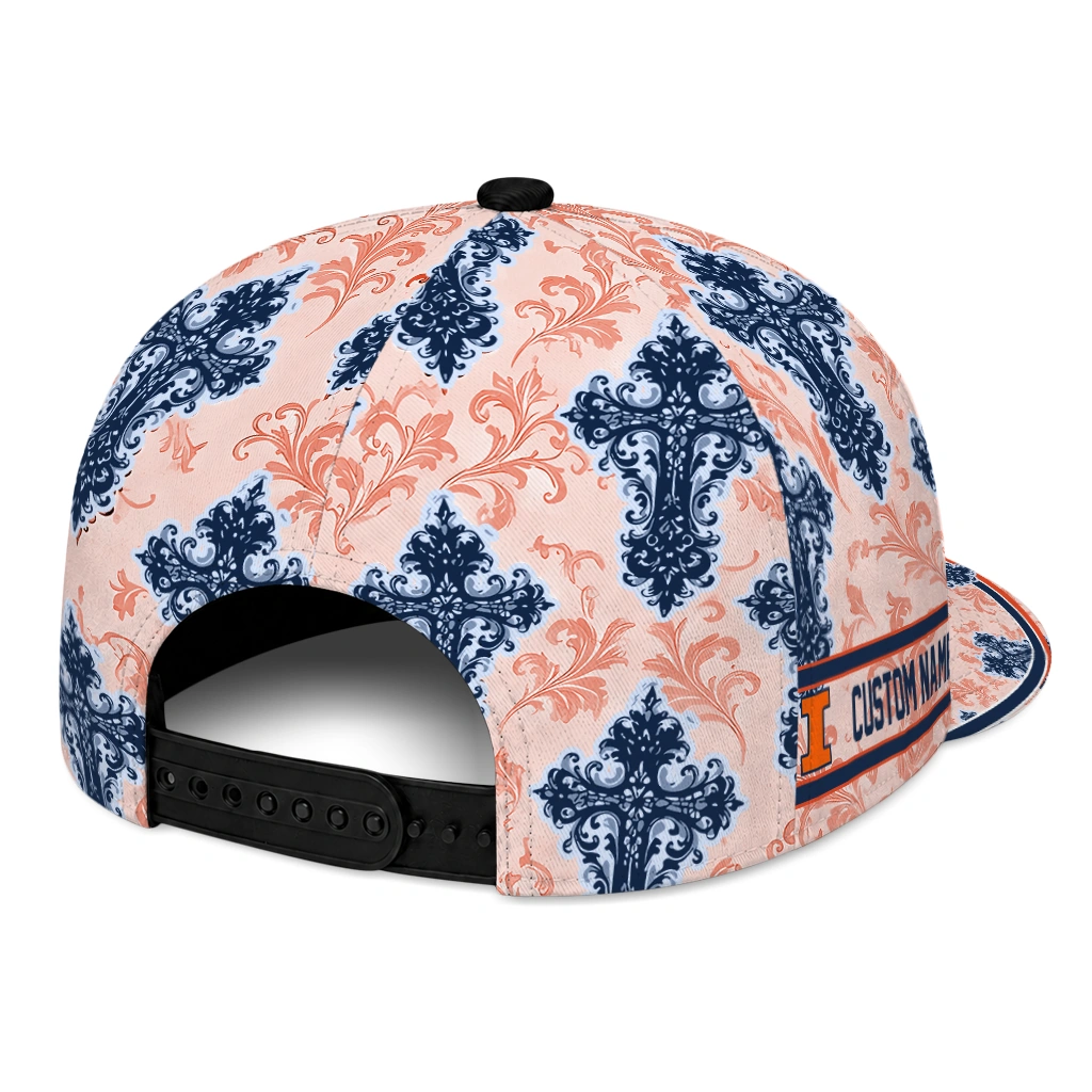 illinois-fighting-illini-cap-custom-damask-pattern-blue-white-fashion-forward.webp