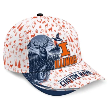 Illinois Fighting Illini Cap - Custom Toile Pattern Blue White