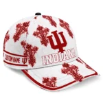 indiana-hoosiers-cap-personalized-damask-pattern-red-white-best-selling.webp