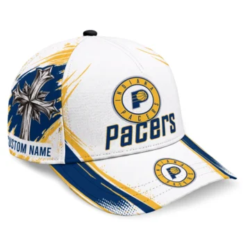 Indiana Pacers Cap - Custom Grunge Cross Blue White