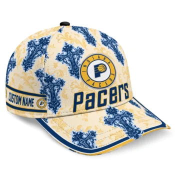 Indiana Pacers Cap - Personalized Damask Pattern Blue White