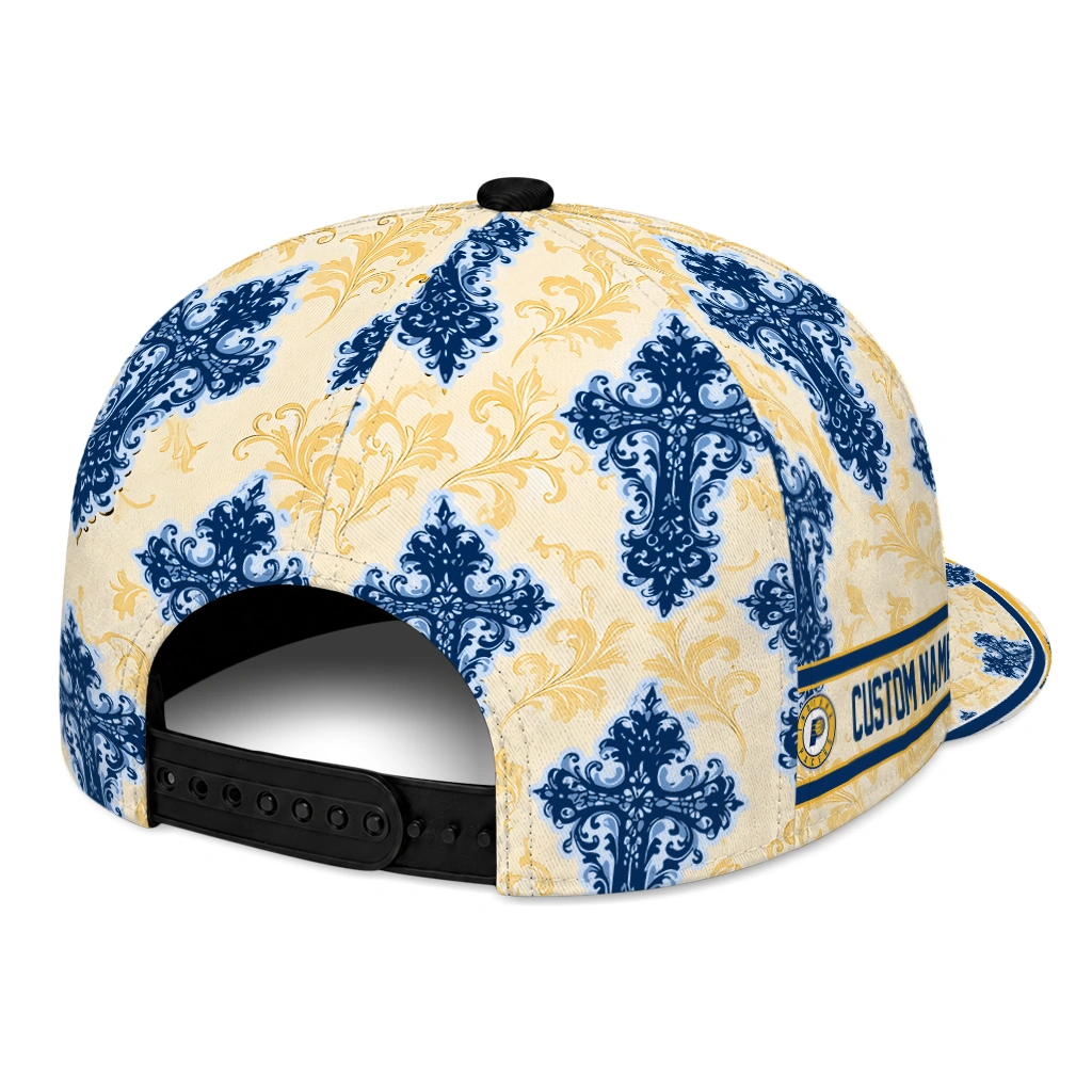 indiana-pacers-cap-personalized-damask-pattern-blue-white-fashion-forward.webp