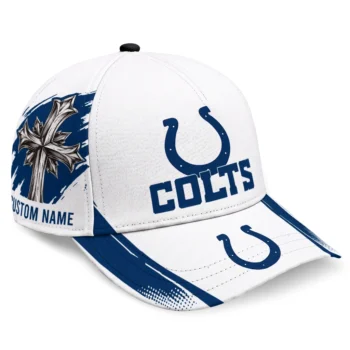 Indianapolis Colts Cap - Custom Grunge Cross Blue White