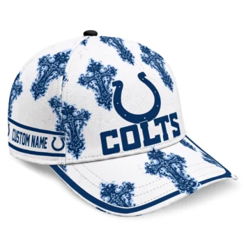 Indianapolis Colts Cap - Personalized Damask Pattern Blue White
