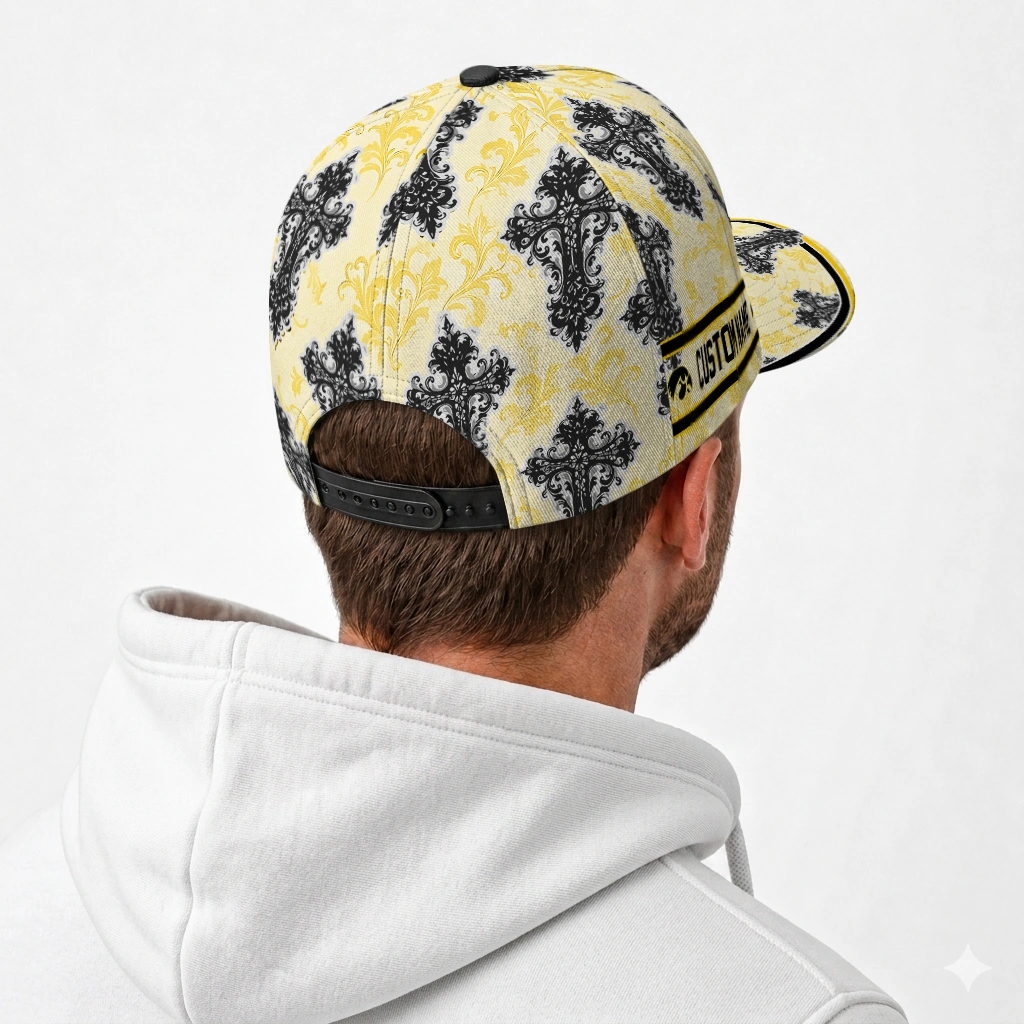 iowa-hawkeyes-cap-customized-damask-pattern-black-white-latest-model.webp