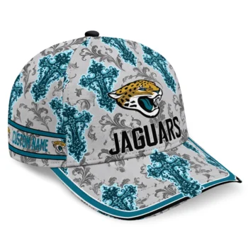 Jacksonville Jaguars Cap - Custom Damask Pattern Teal White