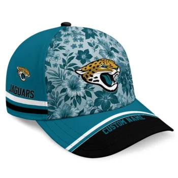 Jacksonville Jaguars Cap - Personalized Tropical Floral Teal