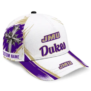 James Madison Dukes Cap - Customized Grunge Cross Purple White